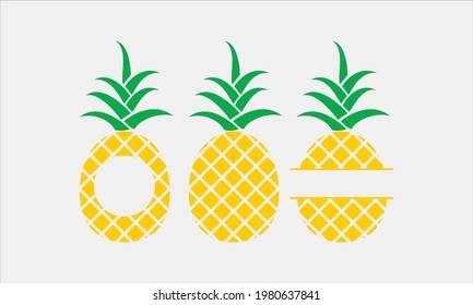 Pineapple Monogram and Name Frame Vector and Clip Art