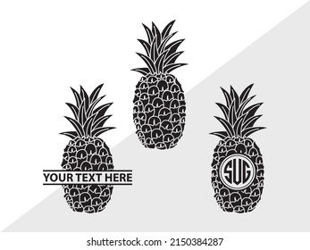 Pineapple Monogram Printable Vector Illustration svg
