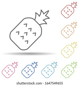 Pineapple in multi color style icon. Simple thin line, outline vector of fruit icons for ui and ux, website or mobile application