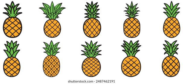 Pineapple natural food icon. Freshness sweet art vector design.