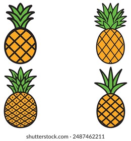 Pineapple natural food icon. Freshness sweet art vector design.