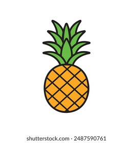 Pineapple natural food icon. Freshness sweet art vector design.