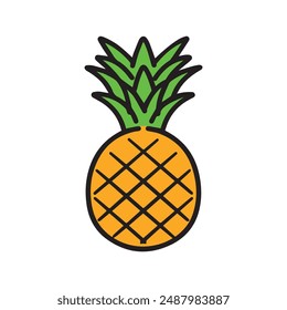 Pineapple natural food icon. Freshness sweet art vector design.