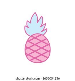 pineapple neon line and fill style icon design, Fruit healthy organic food sweet and nature theme Vector illustration