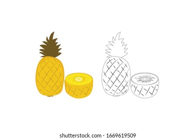 Pineapple Object Vector Fruit Illustration Bundle
