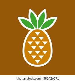 Pineapple on a colored background, vector illustration for food and beverage advertising, web design, print, package design, etc.
