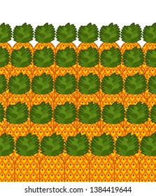 Pineapple on counter. pineapples on market showcase. Fruit background. Cartoon style vector 