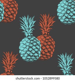 pineapple on grey background pattern