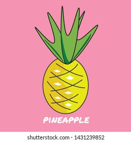 Pineapple on pastel pink background