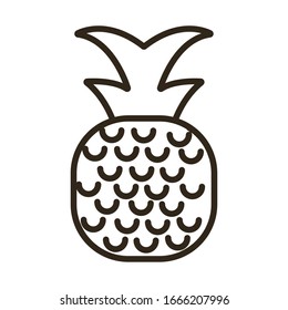 pineapple on white background, line style icon vector illustration design