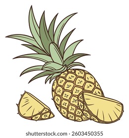 Pineapple on white background. remove background just one click
