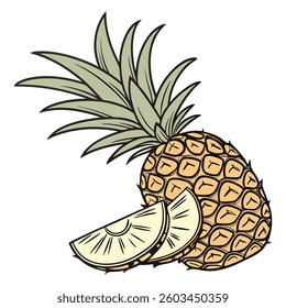 Pineapple on white background. remove background just one click
