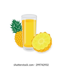 pineapple on white background. Vector illustration.