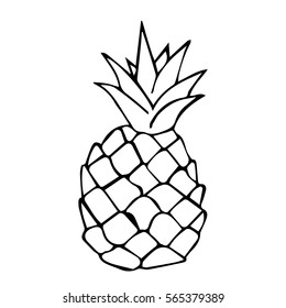 Pineapple on white background vector illustration.Cloth design, wallpaper, wrapping, textiles, paper, cards, invitations, holiday Symbol of food, sweet, exotic and summer, vitamin, healthy. 