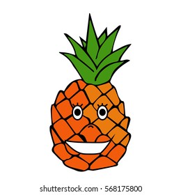 Pineapple on white background vector illustration. Symbol of food, sweet, exotic and summer, vitamin, healthy. Nature dessert. Cloth design, wallpaper, wrapping, textiles, paper, cards, invitations