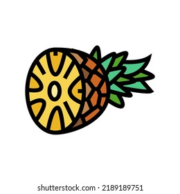 pineapple one cut piece color icon vector. pineapple one cut piece sign. isolated symbol illustration