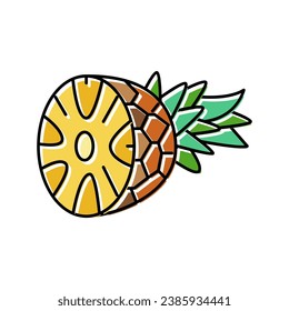 pineapple one cut piece color icon vector. pineapple one cut piece sign. isolated symbol illustration