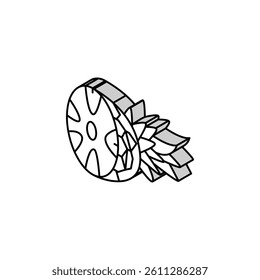 pineapple one cut piece isometric icon vector. pineapple one cut piece sign. isolated symbol illustration