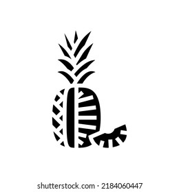 pineapple one cut slice glyph icon vector. pineapple one cut slice sign. isolated symbol illustration