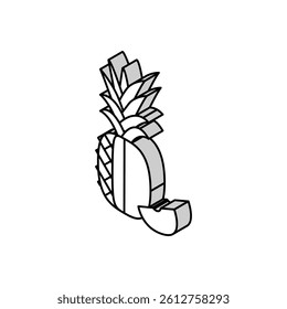 pineapple one cut slice isometric icon vector. pineapple one cut slice sign. isolated symbol illustration
