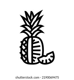 pineapple one cut slice line icon vector. pineapple one cut slice sign. isolated contour symbol black illustration