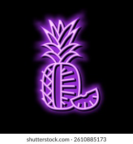 pineapple one cut slice neon light sign vector. pineapple one cut slice illustration
