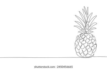 Pineapple one line continuous. Line art pineapple. Hand drawn vector art.