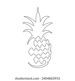 Pineapple one line. Vector hand drawing.