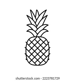 pineapple one whole line icon vector. pineapple one whole sign. isolated contour symbol black illustration
