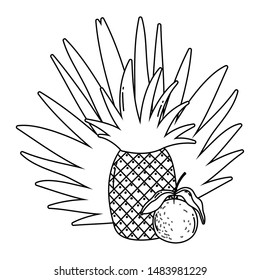 Pineapple and orange fruit vector design