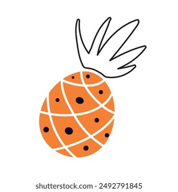 Pineapple. orange pineapple fruit vector flat style for cover illustration, icon, logo, symbol design. fabric, packaging, interior posters, invitations. Simple minimalist style, fruit theme