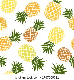 pineapple, orange and yellow abstraction background seamless pattern