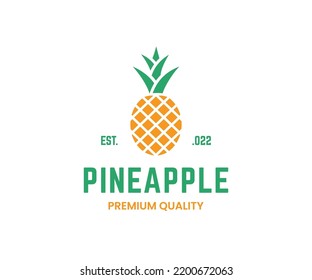 Pineapple Organic Fruit Logo Design. Tropical Pineapple Logo Design Template