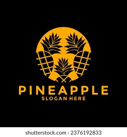 Pineapple organic product design logo vector, Pineapple icon logo template
