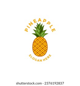 Vector de logotipo de diseño de producto orgánico de piña, plantilla de logotipo de icono de piña