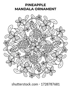 Pineapple Ornament mandala. Geometric circle element made in vector. Perfect set for any other kind of design, birthday and other holidays, kaleidoscope, medallion, yoga, India, Arabic