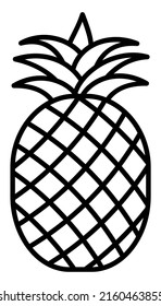 Pineapple outline icon. Ananas fruit. Vector illustration isolated on white background.