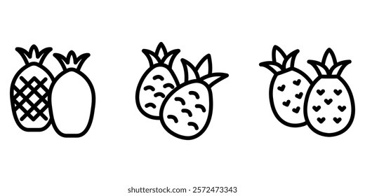 pineapple outline or line icon design bundle.