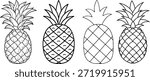 Pineapple Outline Set – Tropical Fruit Line Art Coloring Page Icons