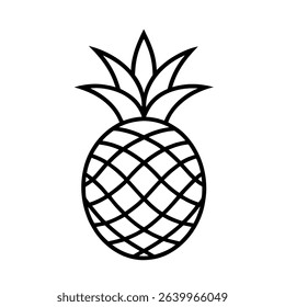 Pineapple Outline Vector Icon On White Background