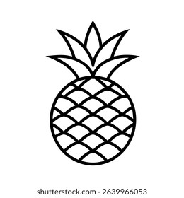 Pineapple Outline Vector Icon On White Background