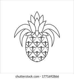 color negro del logotipo del vector del contorno de piña