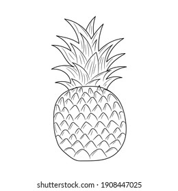 Pineapple outline vector sign, linear style pictogram  vector illustration, isolated on white 