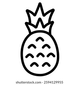 Pineapple outlined icon isolated on white background. Fruit vector illustration