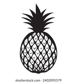 Pineapple outlines and symbols. Pineapple Fruits vector and illustration on a white background in simple, elegant black silhouettes.