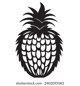 Pineapple outlines and symbols. Pineapple Fruits vector and illustration on a white background in simple, elegant black silhouettes.