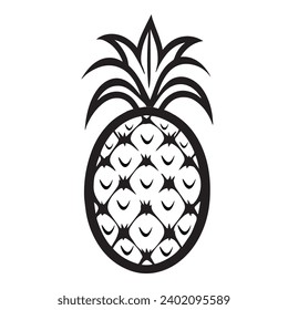 Pineapple outlines and symbols. Pineapple Fruits vector and illustration on a white background in simple, elegant black silhouettes.