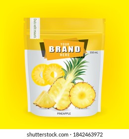 Pineapple packaging.Plastic packaging contains dried fruits for design.