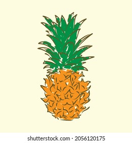 pineapple painting illustration. background vector