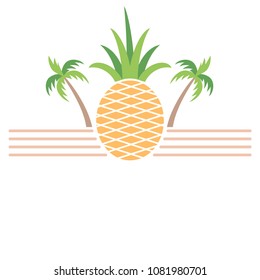 Pineapple and palm trees summer themed banner